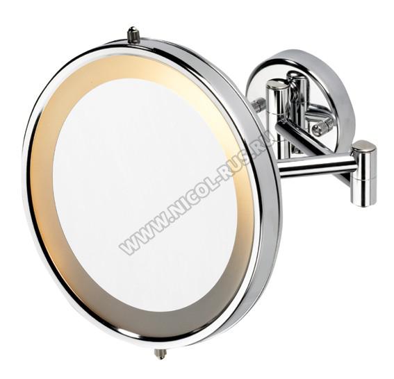Косметическое зеркало с подсветкой и увеличением х5 настенное